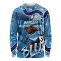 Personalized NSW Rugby League Long Sleeve Shirt Blues Mascot Indigenous