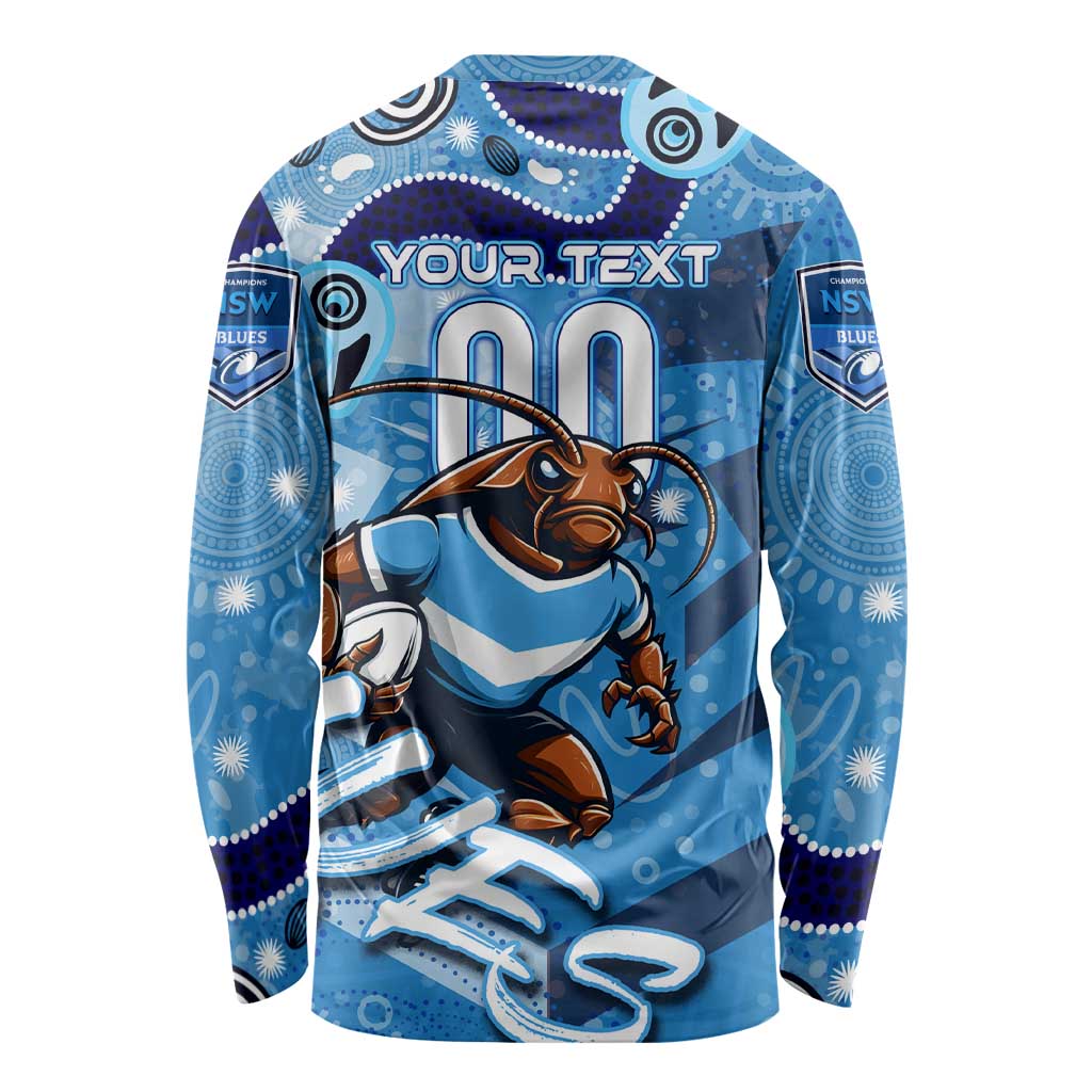 Personalized NSW Rugby League Long Sleeve Shirt Blues Mascot Indigenous