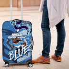 Personalized NSW Rugby League Luggage Cover Blues Mascot Indigenous