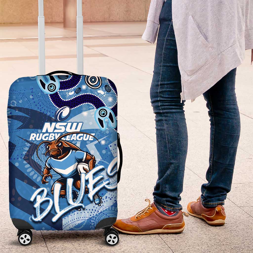 Personalized NSW Rugby League Luggage Cover Blues Mascot Indigenous