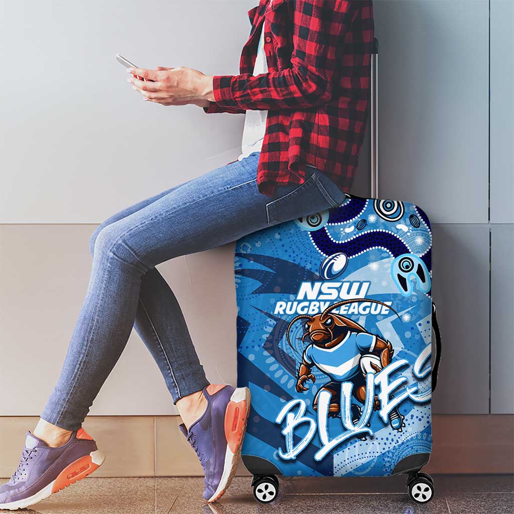 Personalized NSW Rugby League Luggage Cover Blues Mascot Indigenous