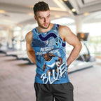 Personalized NSW Rugby League Men Tank Top Blues Mascot Indigenous