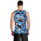 Personalized NSW Rugby League Men Tank Top Blues Mascot Indigenous