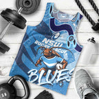 Personalized NSW Rugby League Men Tank Top Blues Mascot Indigenous