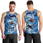 Personalized NSW Rugby League Men Tank Top Blues Mascot Indigenous