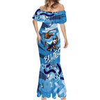 Personalized NSW Rugby League Mermaid Dress Blues Mascot Indigenous