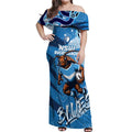 Personalized NSW Rugby League Off Shoulder Maxi Dress Blues Mascot Indigenous