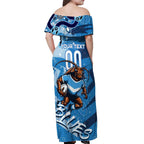 Personalized NSW Rugby League Off Shoulder Maxi Dress Blues Mascot Indigenous