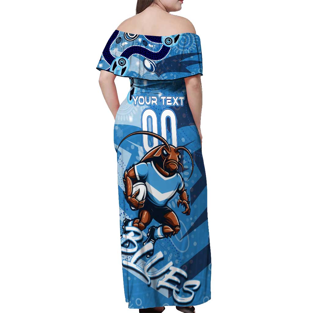 Personalized NSW Rugby League Off Shoulder Maxi Dress Blues Mascot Indigenous