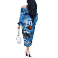 Personalized NSW Rugby League Off The Shoulder Long Sleeve Dress Blues Mascot Indigenous