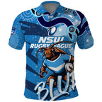 Personalized NSW Rugby League Polo Shirt Blues Mascot Indigenous
