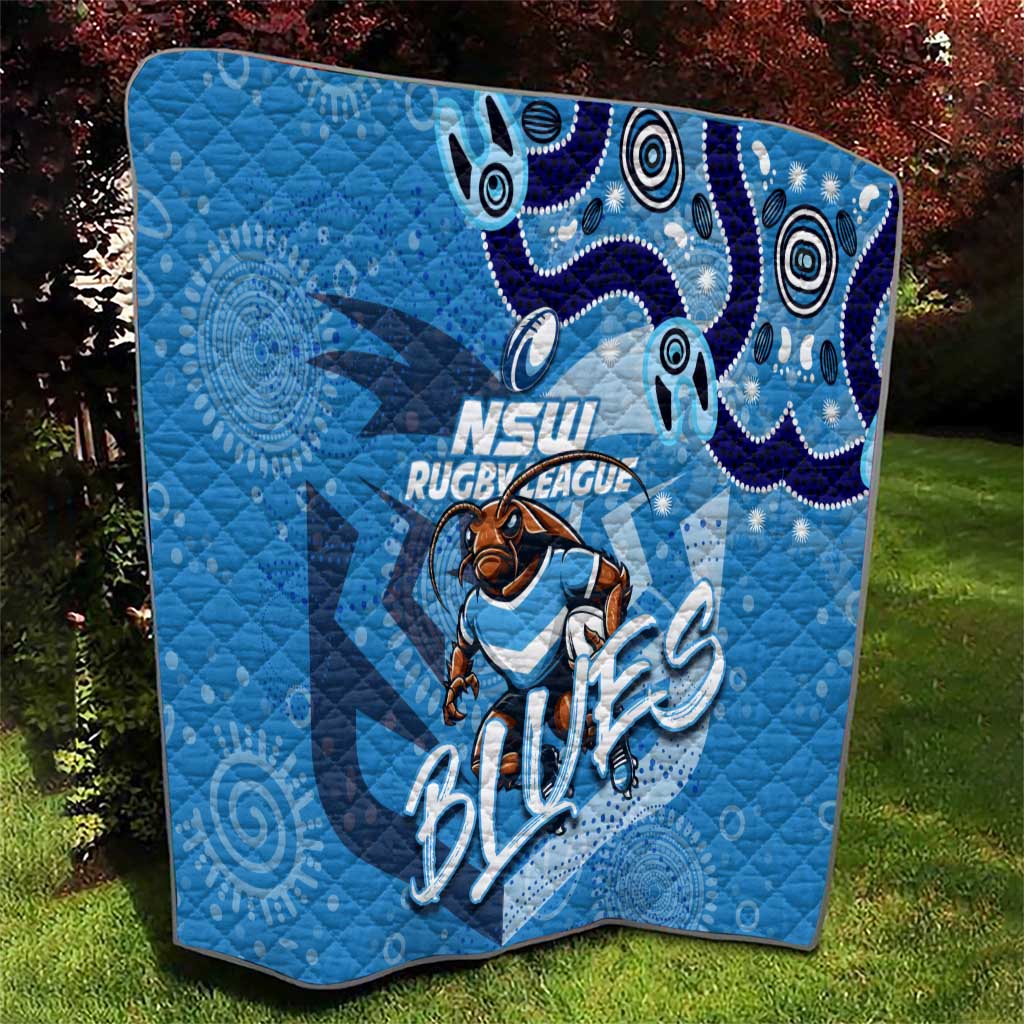 Personalized NSW Rugby League Quilt Blues Mascot Indigenous