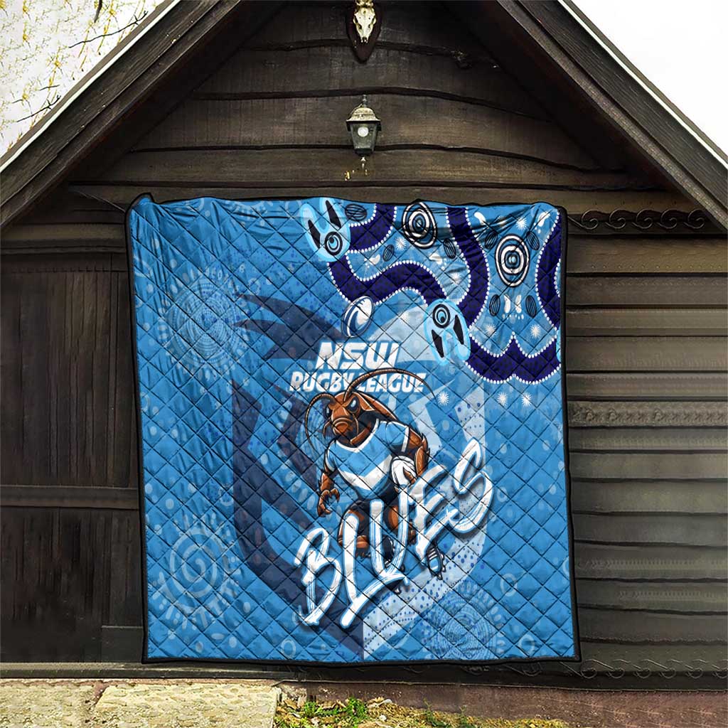 Personalized NSW Rugby League Quilt Blues Mascot Indigenous