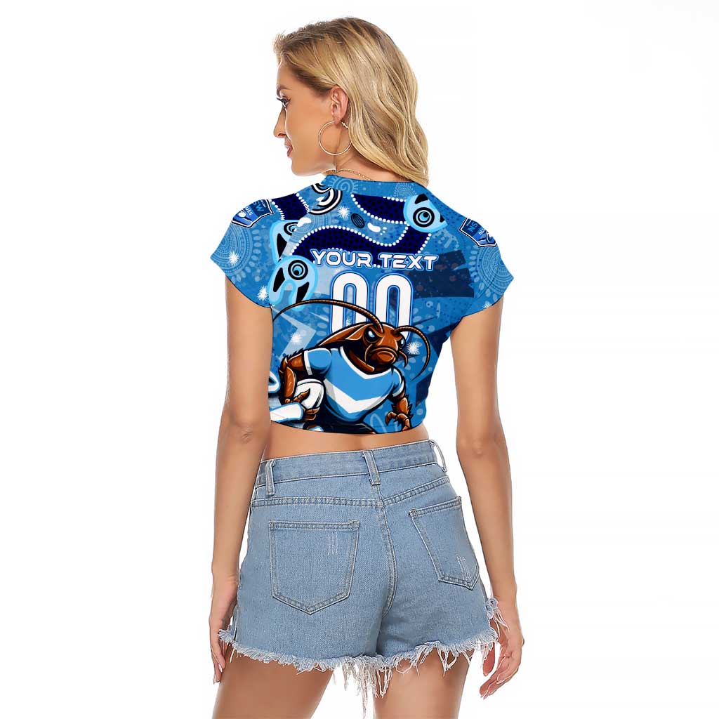 Personalized NSW Rugby League Raglan Cropped T Shirt Blues Mascot Indigenous