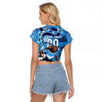 Personalized NSW Rugby League Raglan Cropped T Shirt Blues Mascot Indigenous