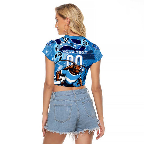 Personalized NSW Rugby League Raglan Cropped T Shirt Blues Mascot Indigenous