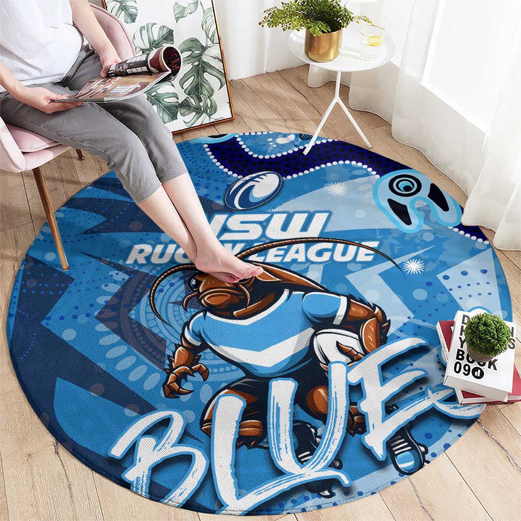 Personalized NSW Rugby League Round Carpet Blues Mascot Indigenous