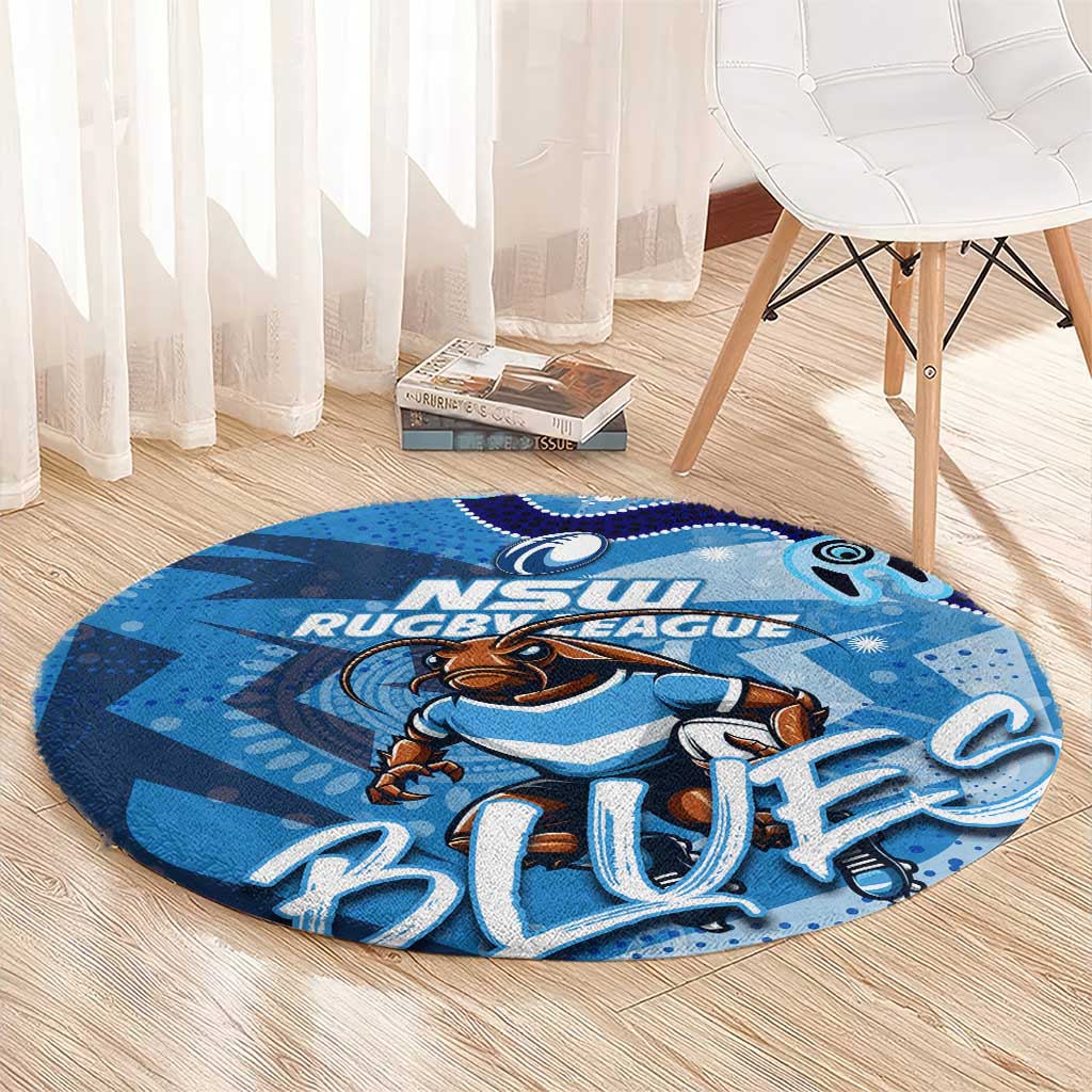 Personalized NSW Rugby League Round Carpet Blues Mascot Indigenous
