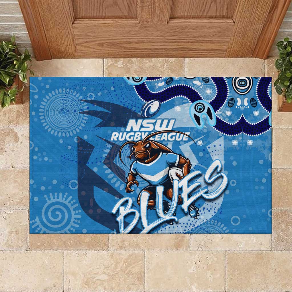 Personalized NSW Rugby League Rubber Doormat Blues Mascot Indigenous