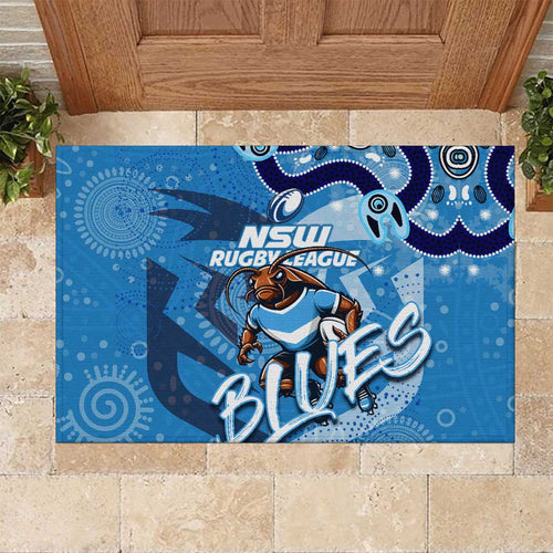 Personalized NSW Rugby League Rubber Doormat Blues Mascot Indigenous