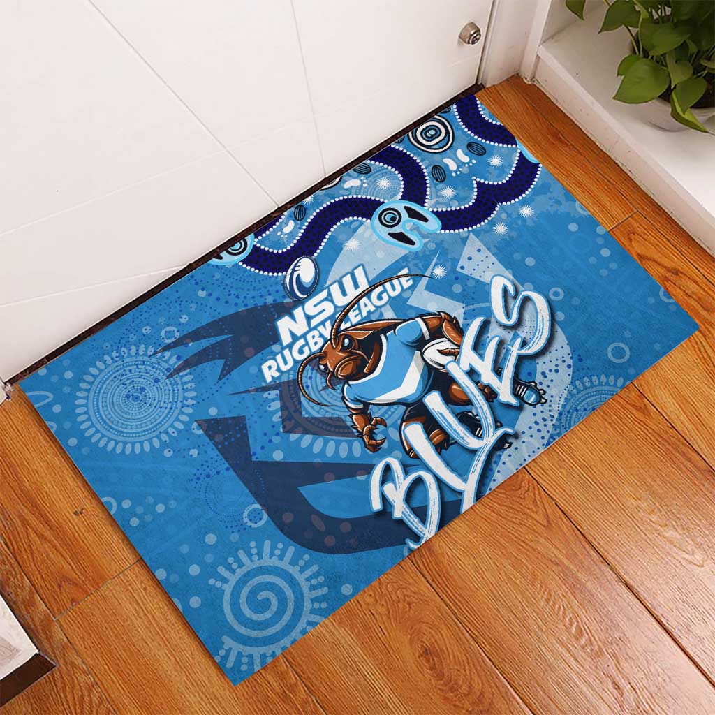 Personalized NSW Rugby League Rubber Doormat Blues Mascot Indigenous