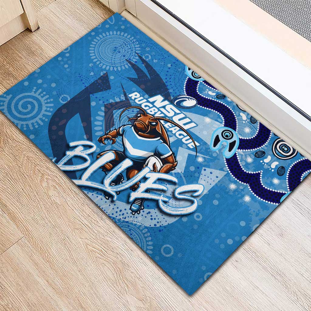 Personalized NSW Rugby League Rubber Doormat Blues Mascot Indigenous