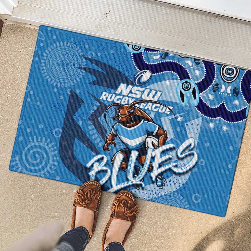 Personalized NSW Rugby League Rubber Doormat Blues Mascot Indigenous