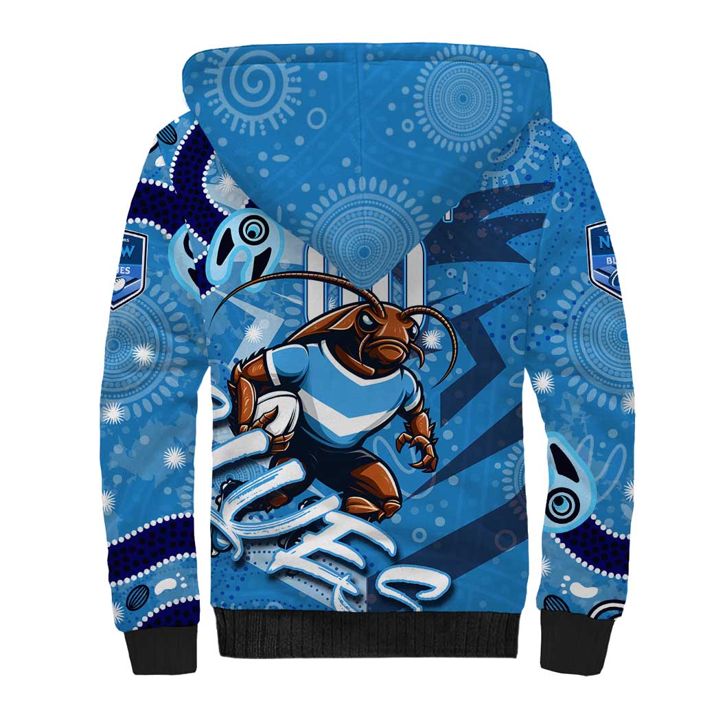 Personalized NSW Rugby League Sherpa Hoodie Blues Mascot Indigenous
