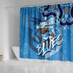Personalized NSW Rugby League Shower Curtain Blues Mascot Indigenous