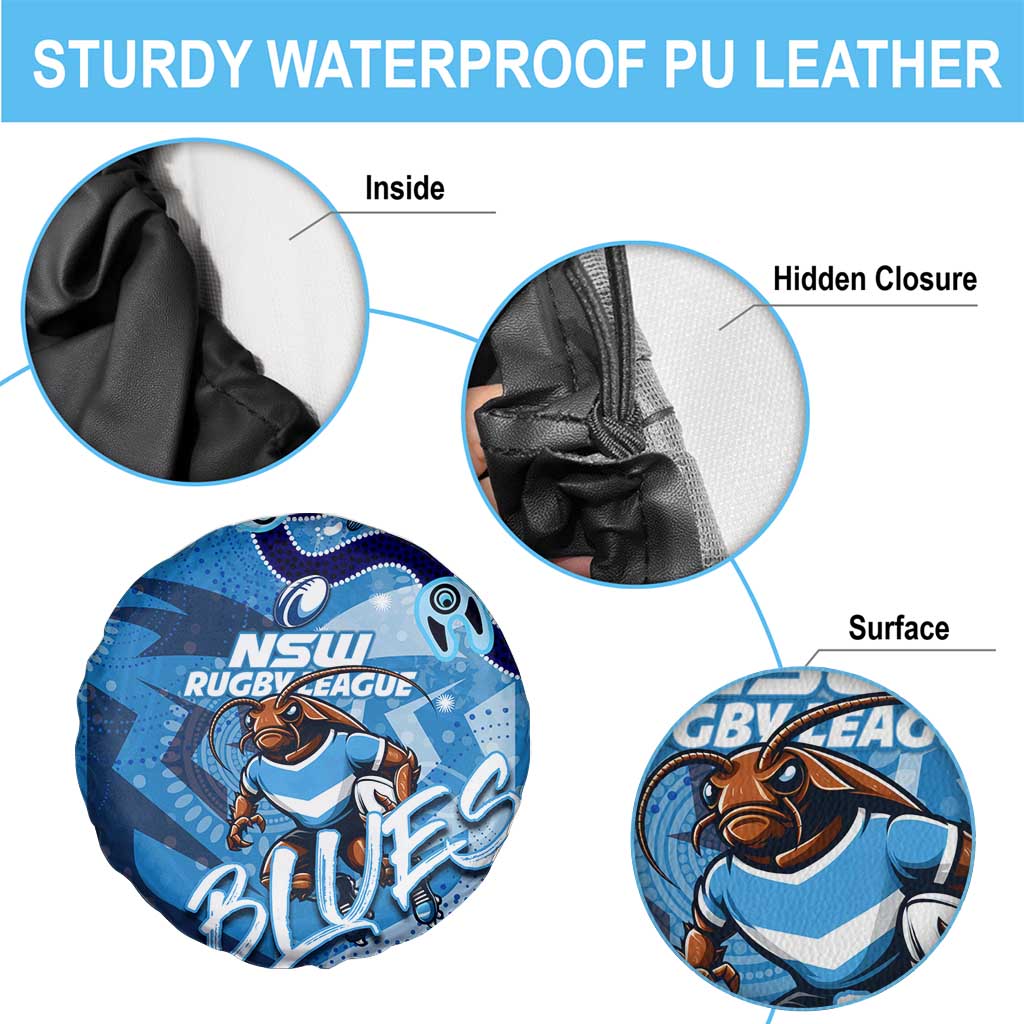 Personalized NSW Rugby League Spare Tire Cover Blues Mascot Indigenous