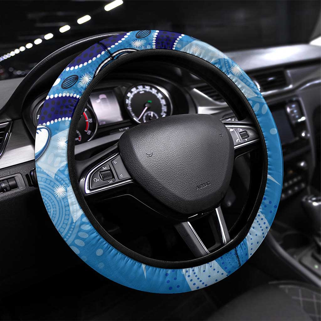 Personalized NSW Rugby League Steering Wheel Cover Blues Mascot Indigenous