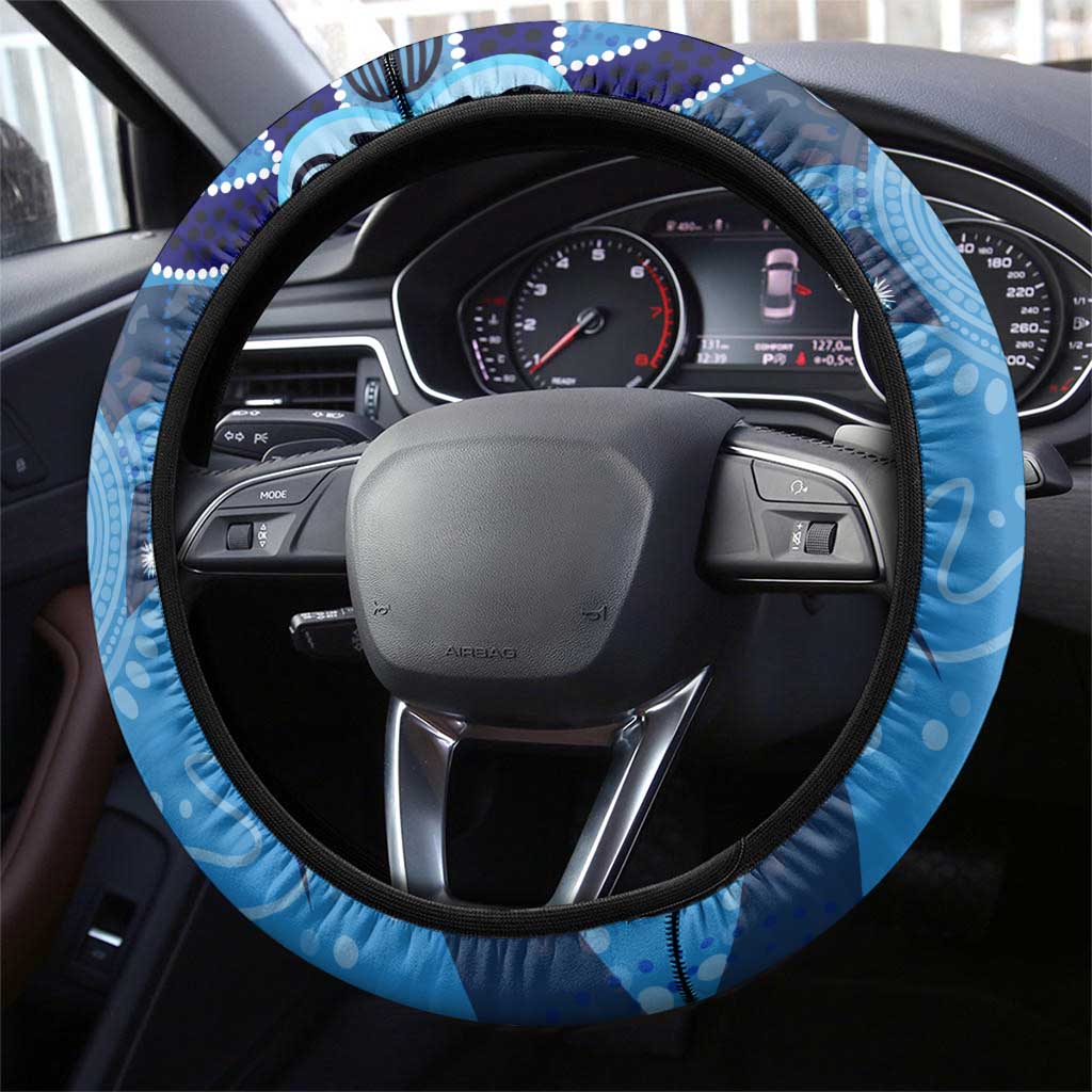 Personalized NSW Rugby League Steering Wheel Cover Blues Mascot Indigenous