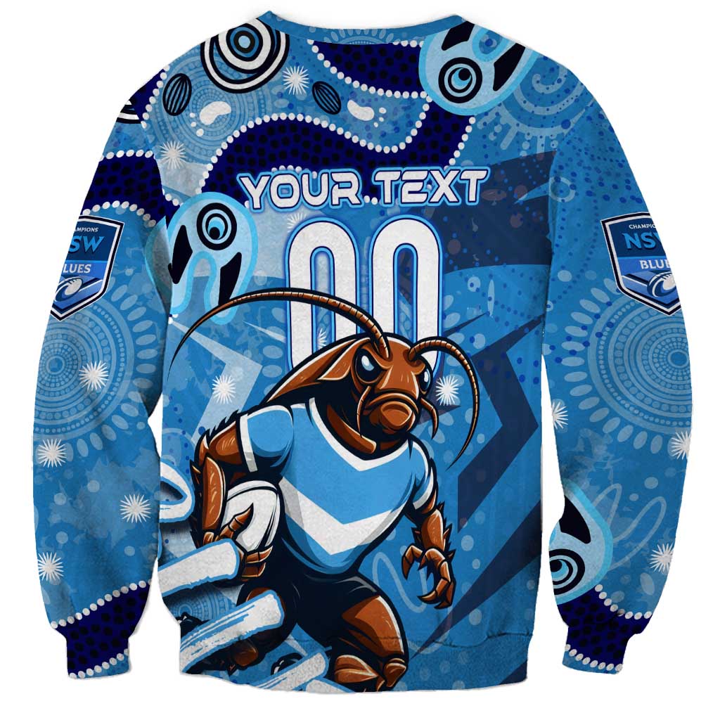 Personalized NSW Rugby League Sweatshirt Blues Mascot Indigenous
