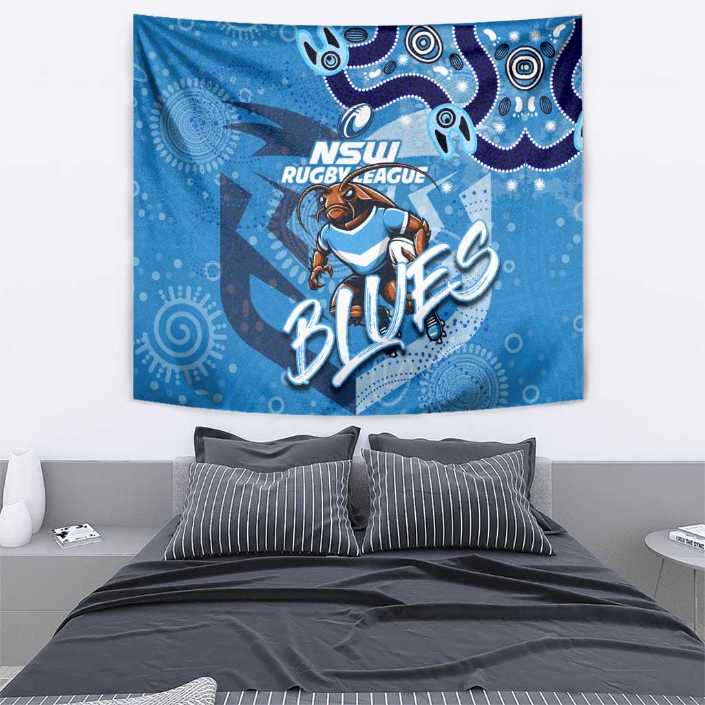 Personalized NSW Rugby League Tapestry Blues Mascot Indigenous