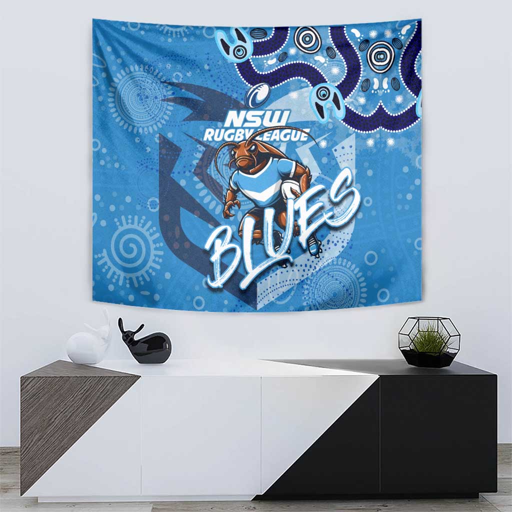Personalized NSW Rugby League Tapestry Blues Mascot Indigenous