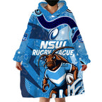 Personalized NSW Rugby League Wearable Blanket Hoodie Blues Mascot Indigenous