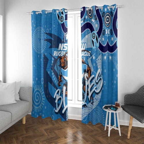 Personalized NSW Rugby League Window Curtain Blues Mascot Indigenous