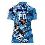 Personalized NSW Rugby League Women Polo Shirt Blues Mascot Indigenous