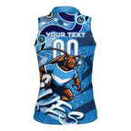 Personalized NSW Rugby League Women Sleeveless Polo Shirt Blues Mascot Indigenous
