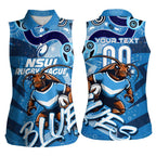 Personalized NSW Rugby League Women Sleeveless Polo Shirt Blues Mascot Indigenous