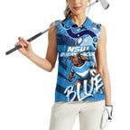 Personalized NSW Rugby League Women Sleeveless Polo Shirt Blues Mascot Indigenous