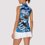 Personalized NSW Rugby League Women Sleeveless Polo Shirt Blues Mascot Indigenous