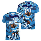 Personalized NSW Rugby League Women V-Neck T-Shirt Blues Mascot Indigenous