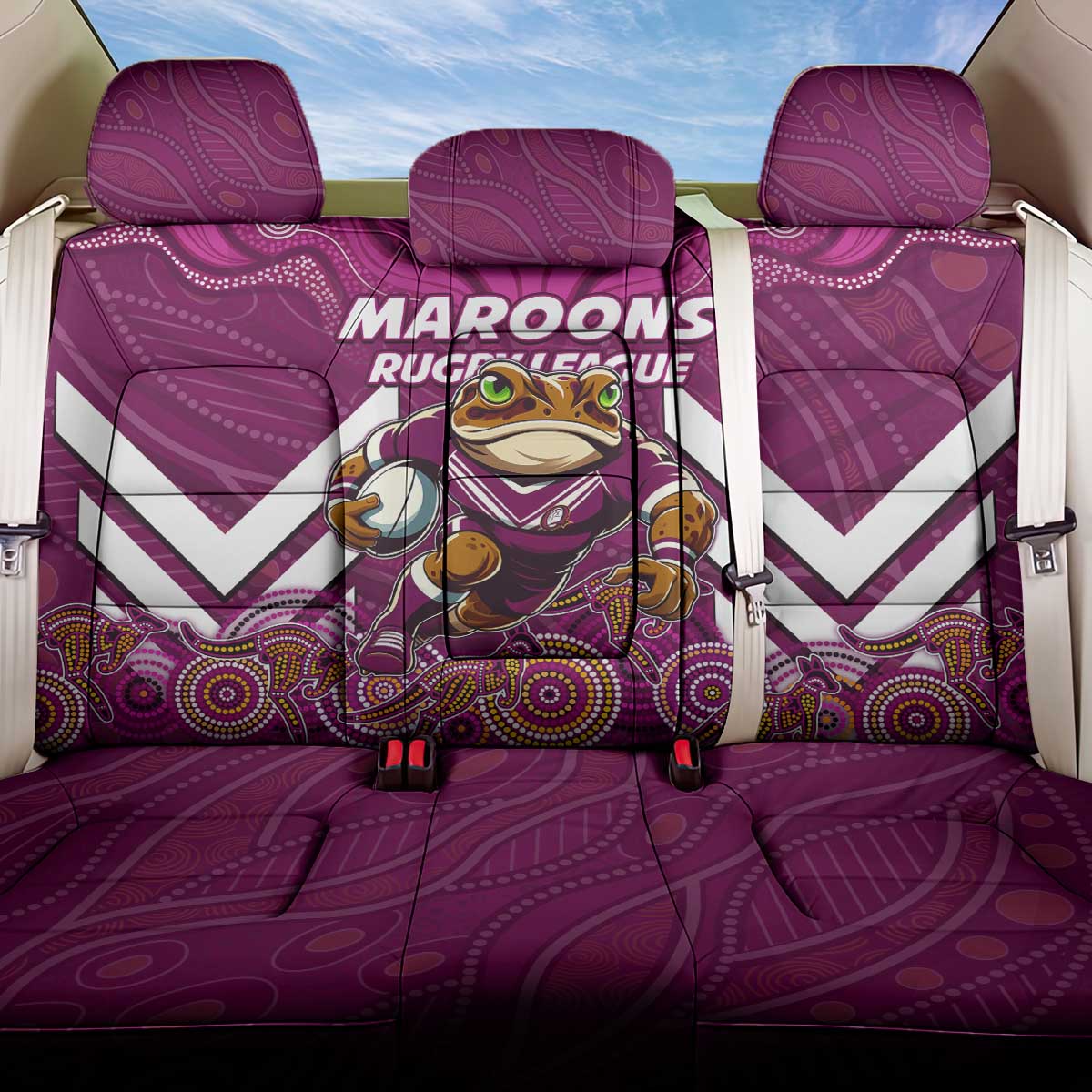 Custom Maroons Cane Toad Back Car Seat Cover Queensland Rugby