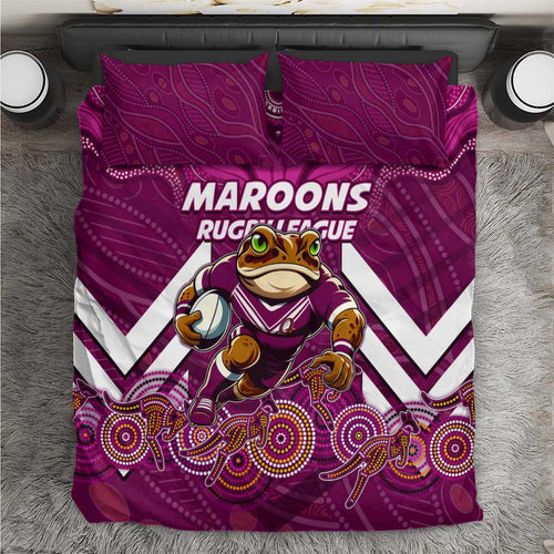 Custom Maroons Cane Toad Bedding Set Queensland Rugby
