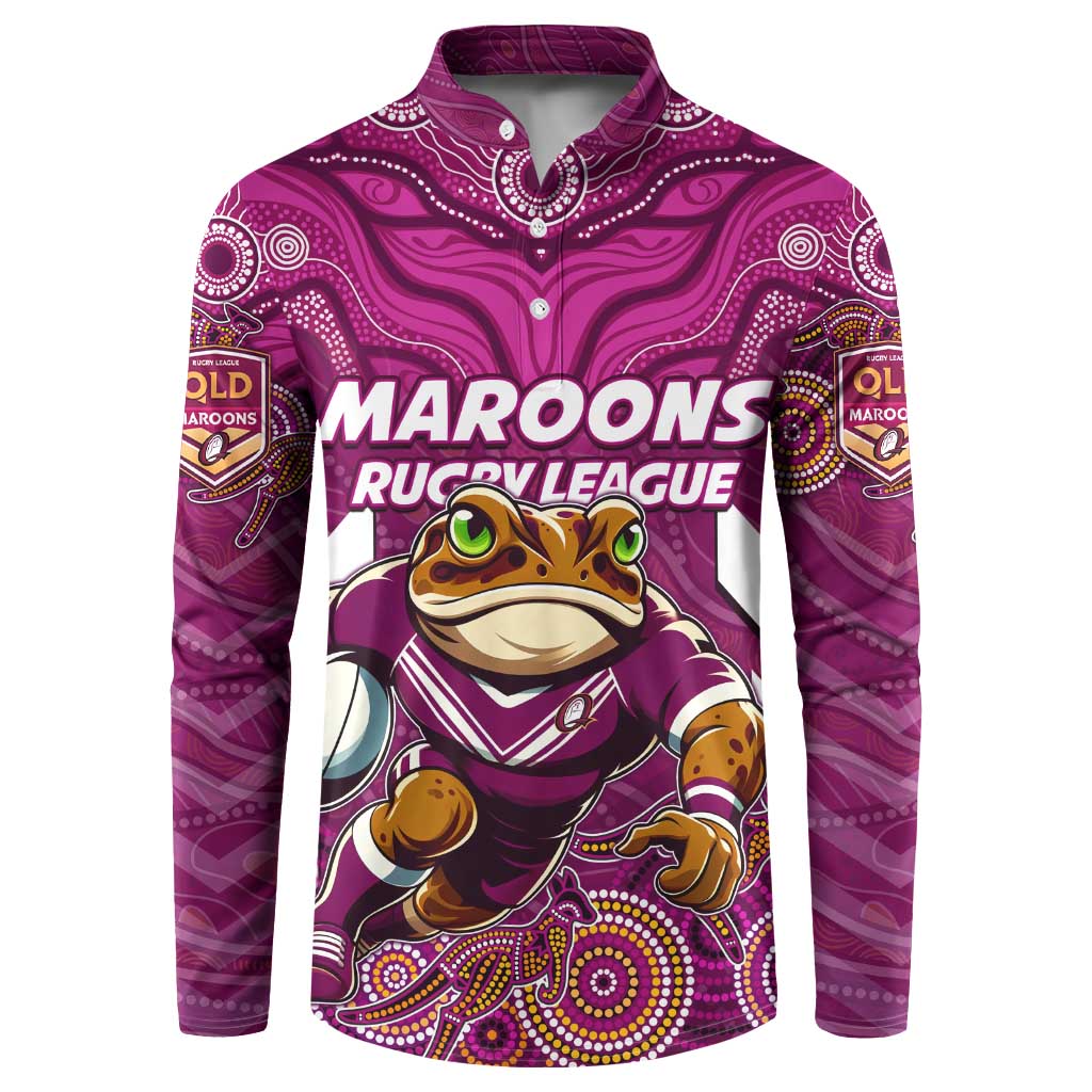 Custom Maroons Cane Toad Button Sweatshirt Queensland Rugby
