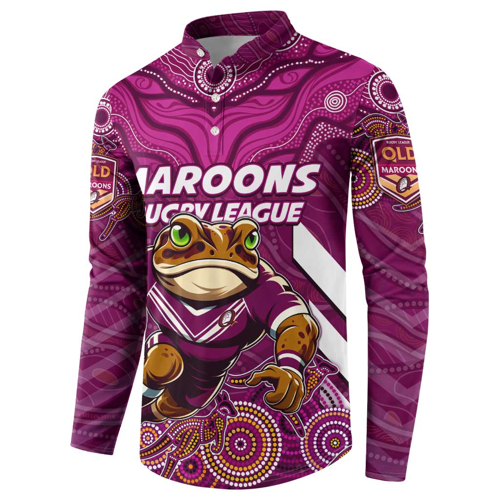 Custom Maroons Cane Toad Button Sweatshirt Queensland Rugby
