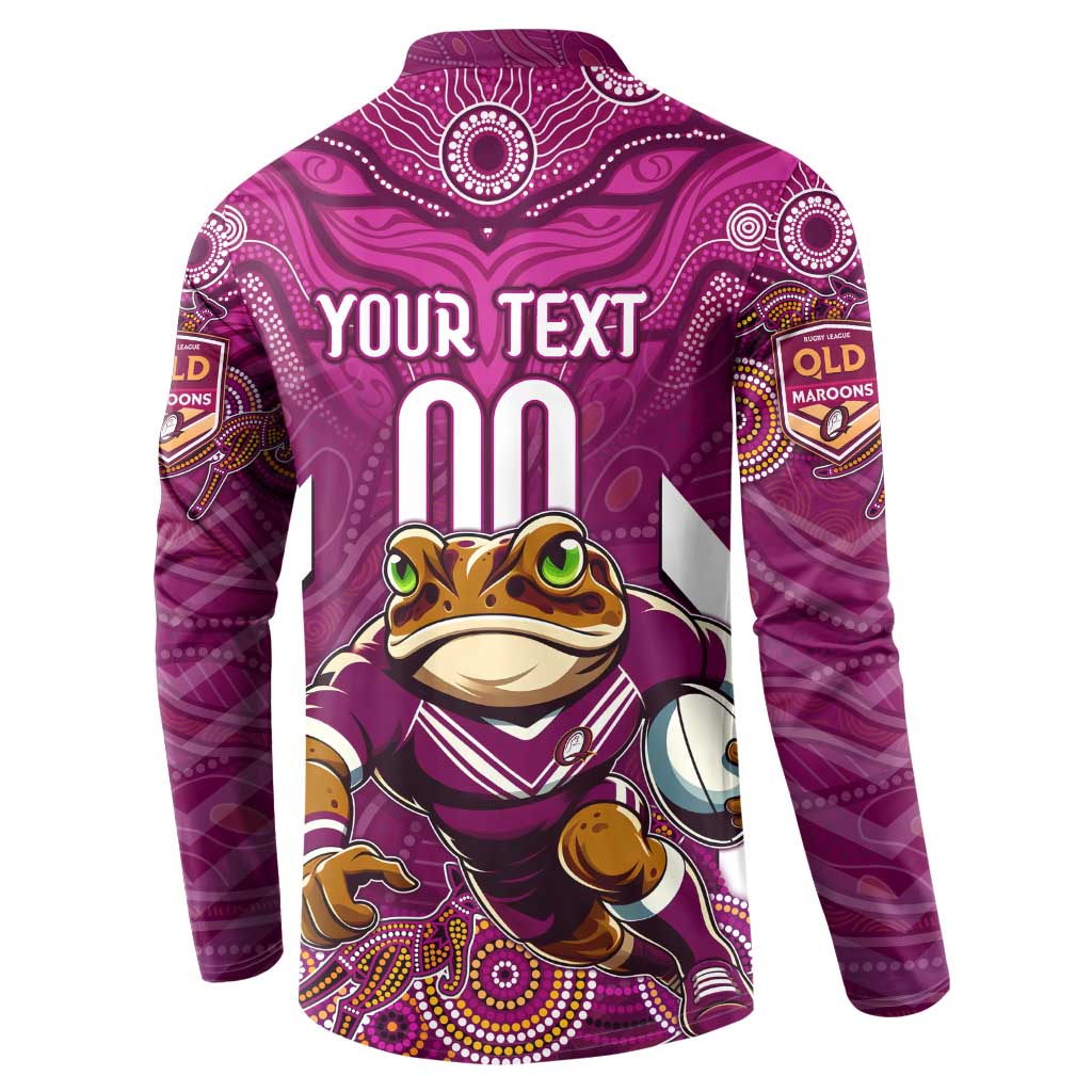 Custom Maroons Cane Toad Button Sweatshirt Queensland Rugby