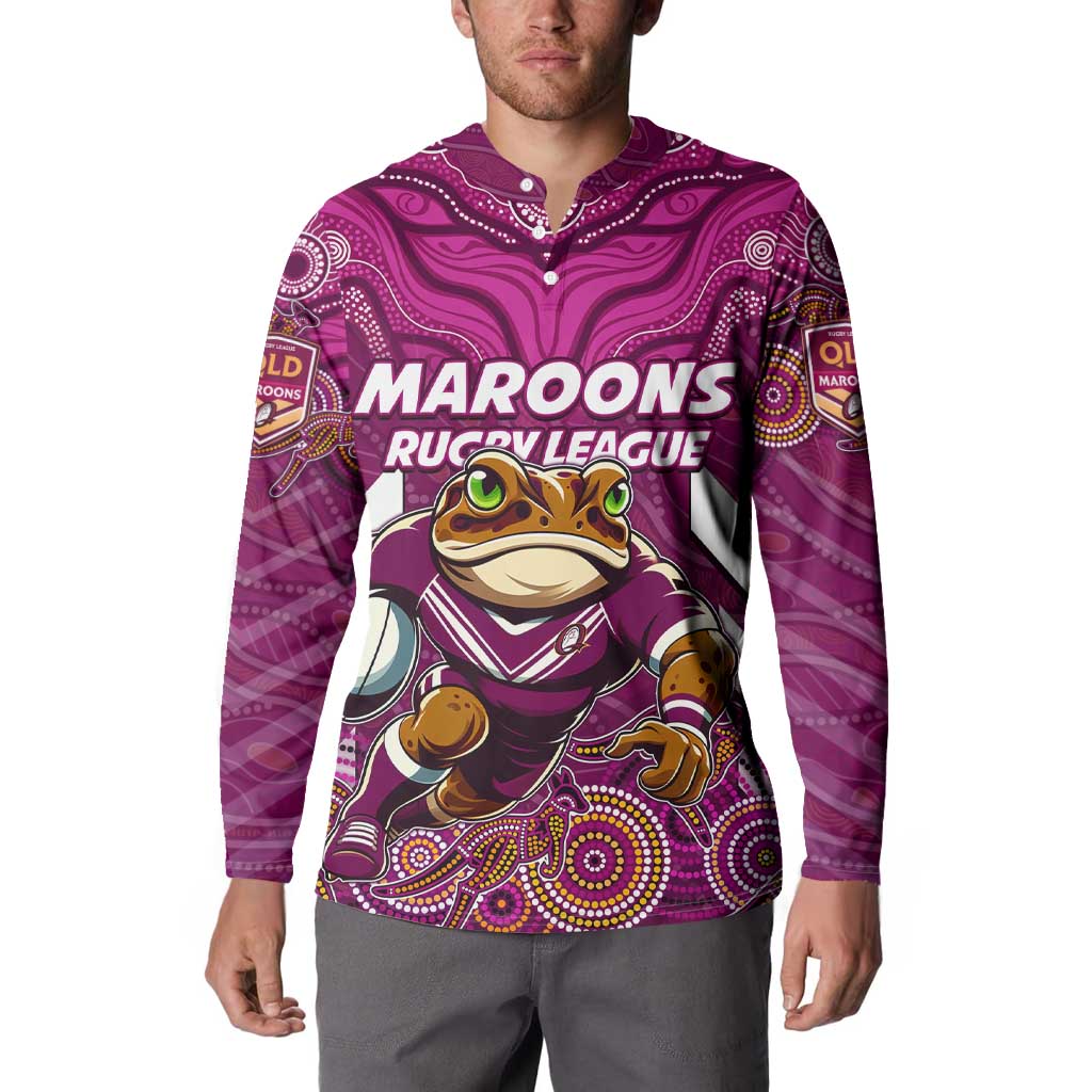Custom Maroons Cane Toad Button Sweatshirt Queensland Rugby