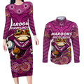 Custom Maroons Cane Toad Couples Matching Long Sleeve Bodycon Dress and Long Sleeve Button Shirt Queensland Rugby